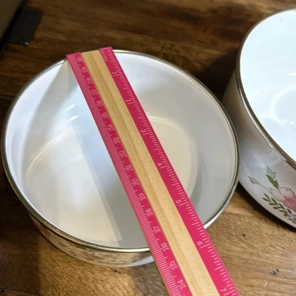 VTG Kobe Mixing Bowl Set of 3 Floral Pastel Enamel Nesting Flower Bowls JcPenny - Picture 16 of 16